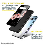 Floral Black Band Glass Case For Samsung Galaxy M13