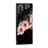 Floral Black Band Glass Case For Samsung Galaxy S10