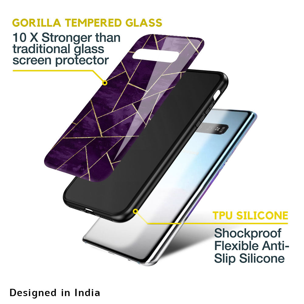 Geometric Purple Glass Case For Samsung Galaxy S10 Plus