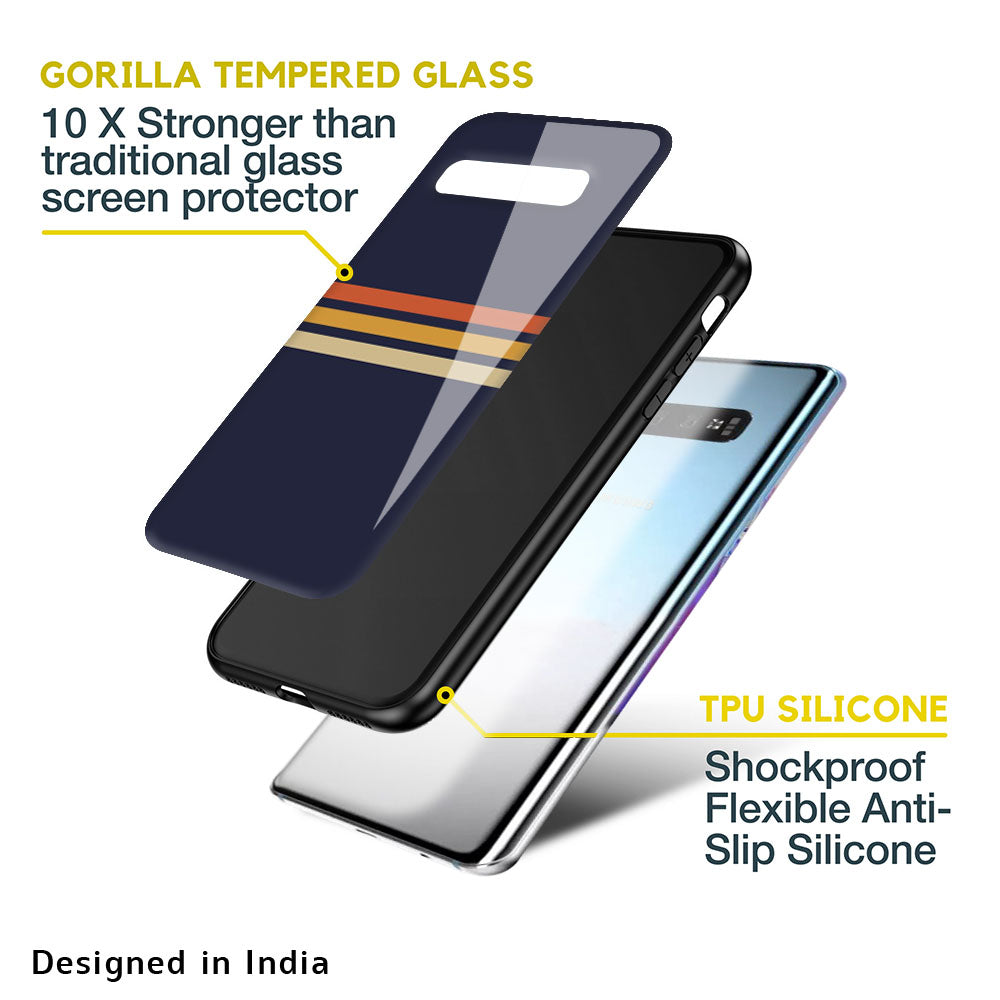 Tricolor Stripes Glass Case For Samsung Galaxy F41