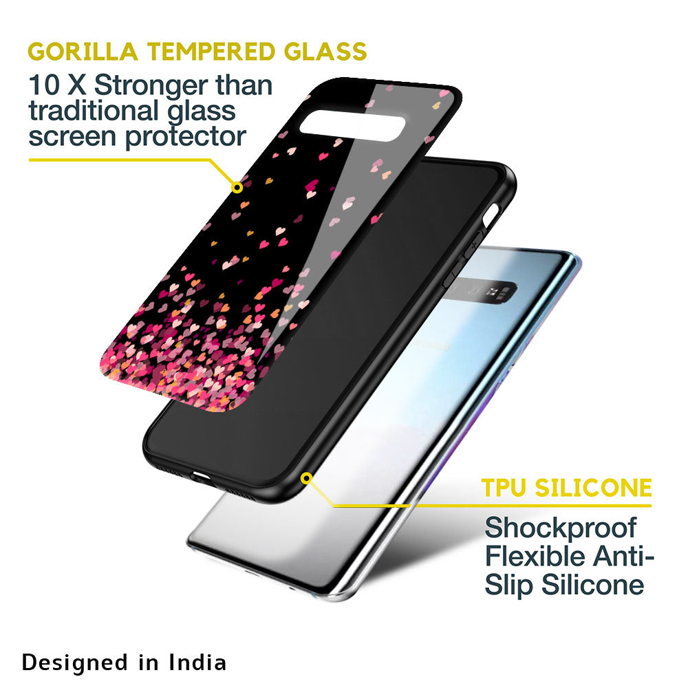 Heart Rain Fall Glass Case For Samsung Galaxy S10
