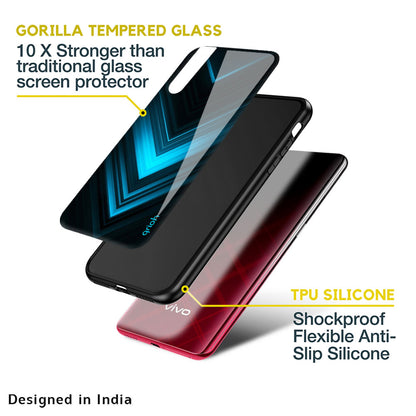Vertical Blue Arrow Glass Case For Vivo V25