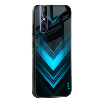 Vertical Blue Arrow Glass Case For Vivo Y16