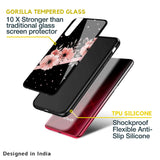 Floral Black Band Glass Case For Vivo V25