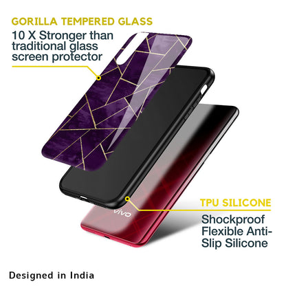 Geometric Purple Glass Case For Vivo V15 Pro