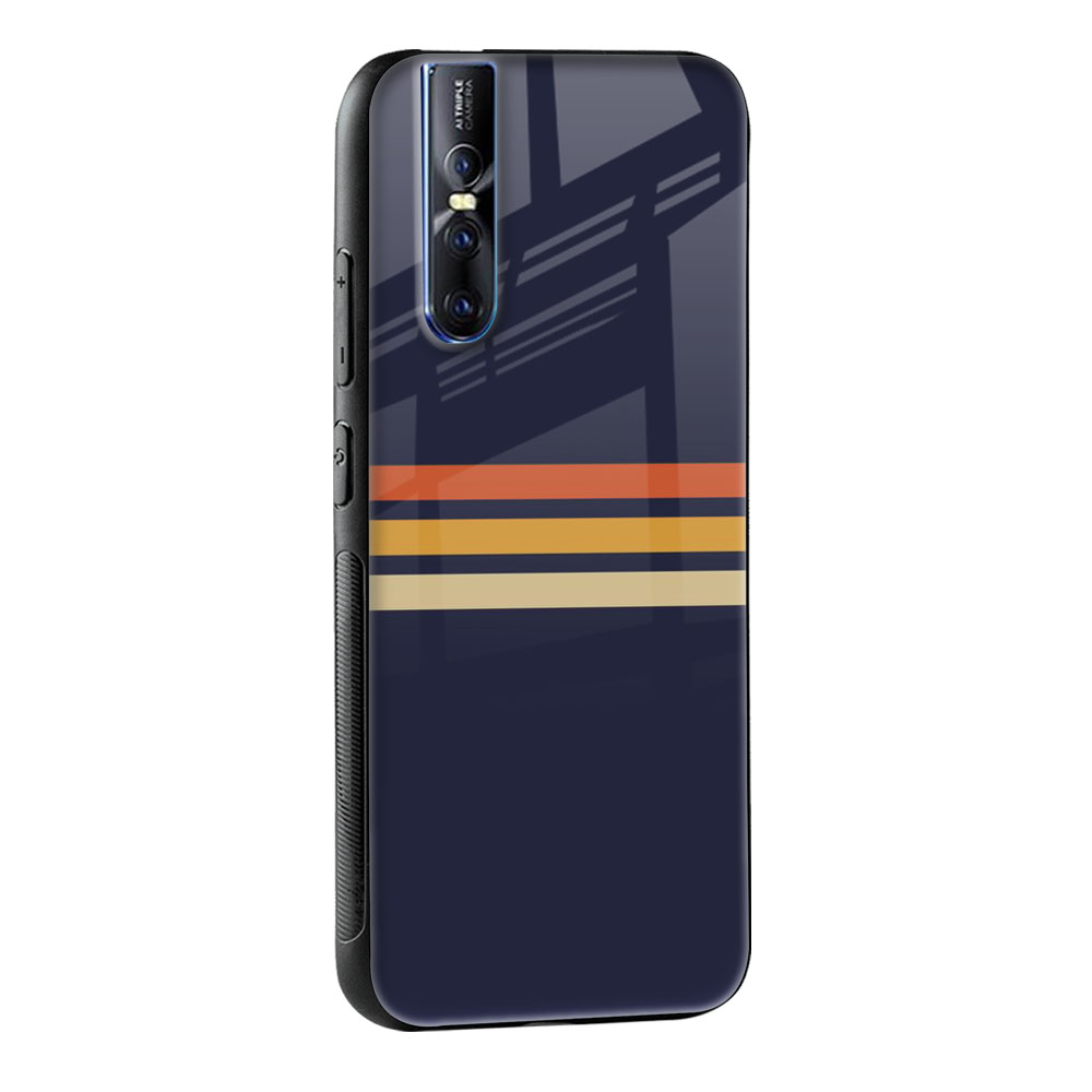 Tricolor Stripes Glass Case For Vivo T1 5G
