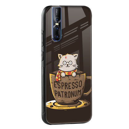Tea With Kitty Glass Case For Vivo V15 Pro