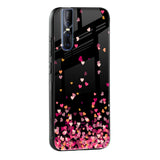 Heart Rain Fall Glass Case For Vivo V25 Pro