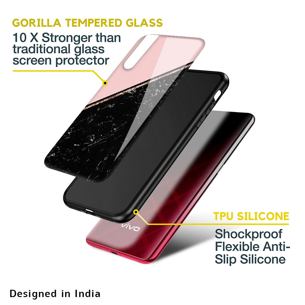 Marble Texture Pink Glass Case For Vivo X50 Pro