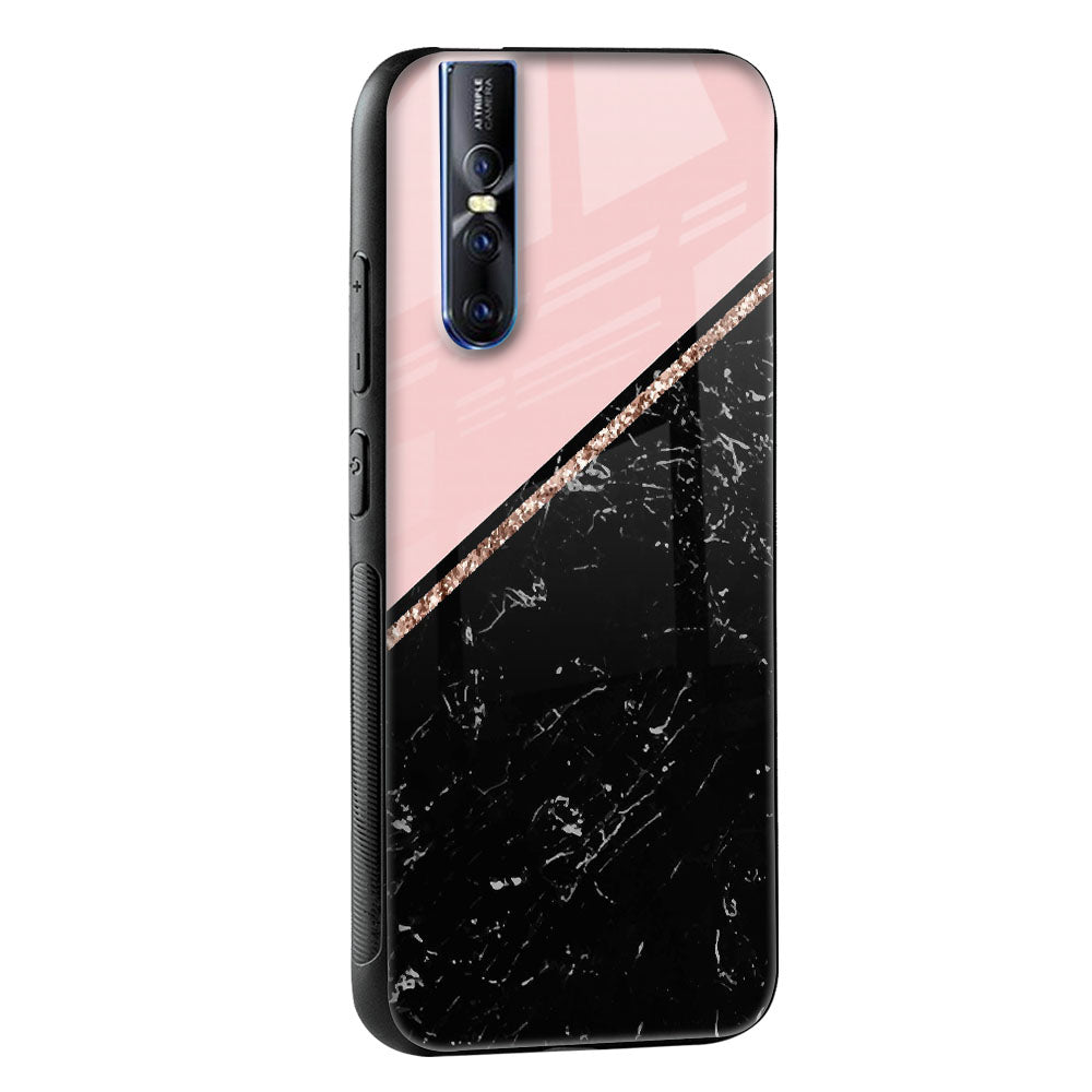 Marble Texture Pink Glass Case For Vivo X50 Pro