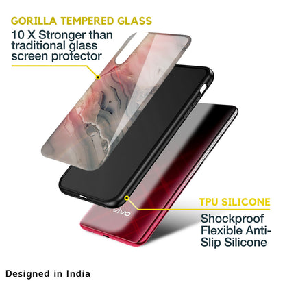 Pink And Grey Marble Glass Case For Vivo V25