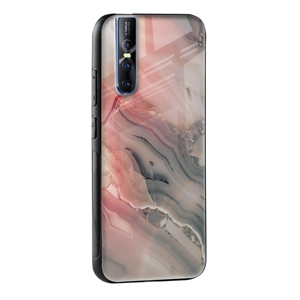 Pink And Grey Marble Glass Case For Vivo Y22