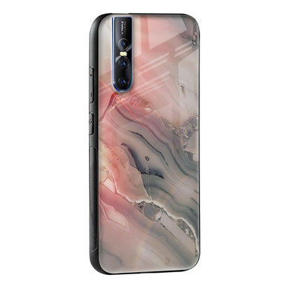 Pink And Grey Marble Glass Case For Vivo Y22