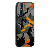 Camouflage Orange Glass Case For Vivo Y22