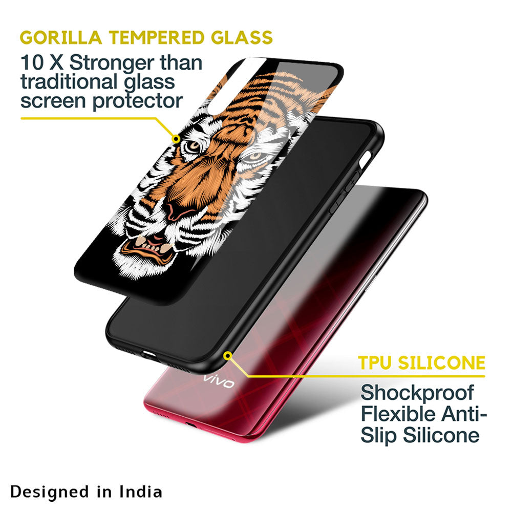Angry Tiger Glass Case For Vivo Y16