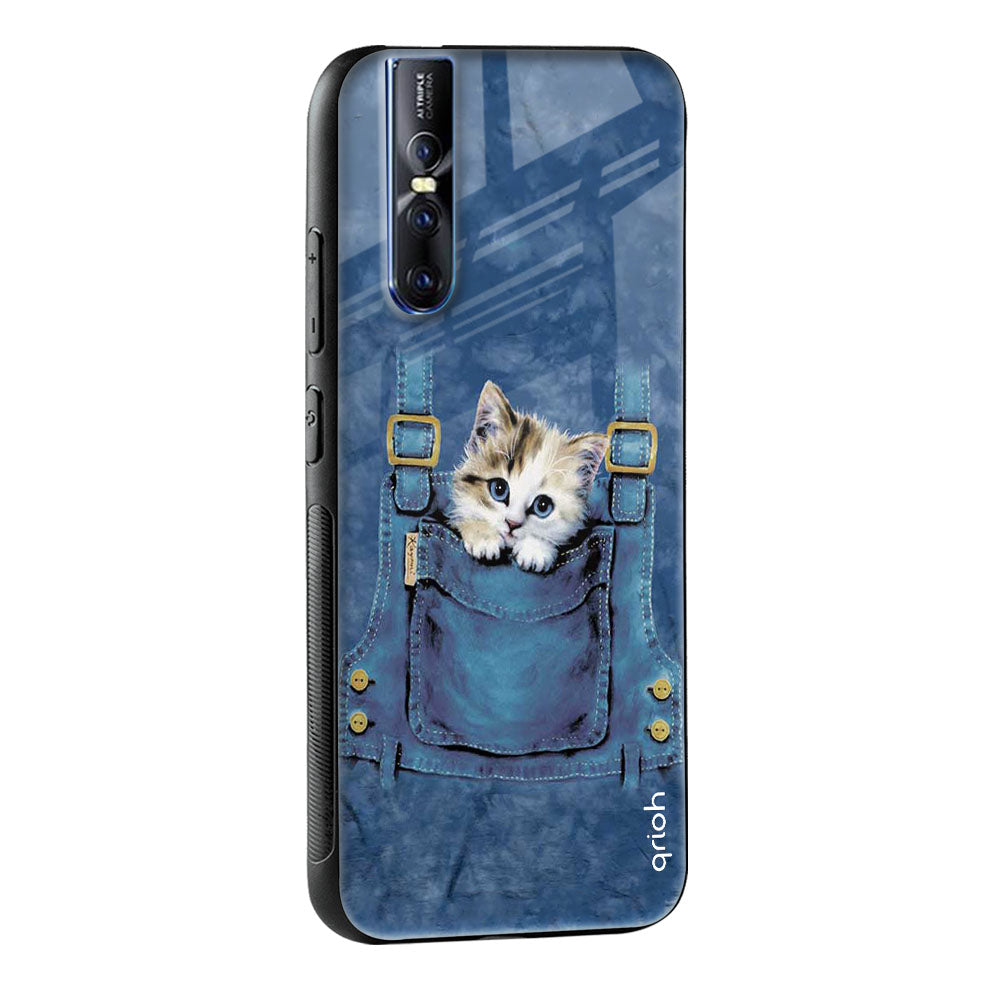 Kitty In Pocket Glass Case For Vivo Y16