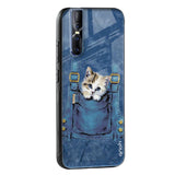 Kitty In Pocket Glass Case For Vivo V15 Pro