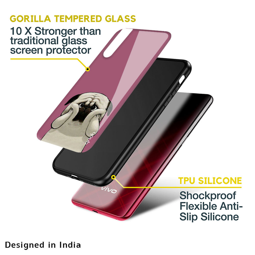 Funny Pug Face Glass Case For Vivo V25