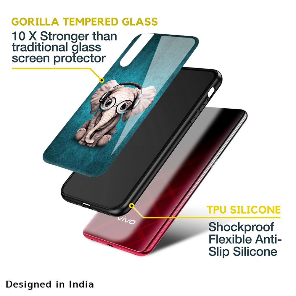 Adorable Baby Elephant Glass Case For Vivo V25 Pro