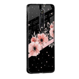 Floral Black Band Glass Case For Redmi Note 10 Pro Max