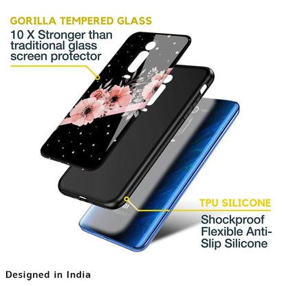 Floral Black Band Glass Case For Redmi A1