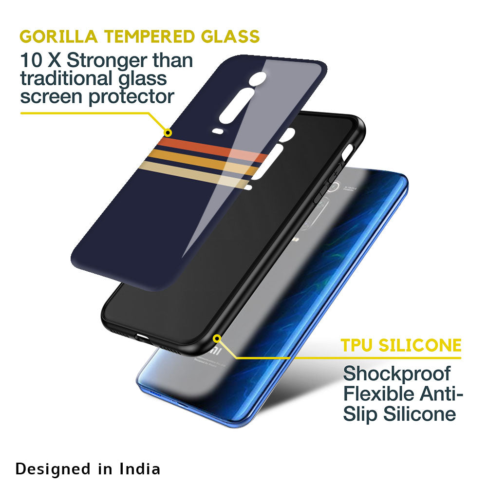 Tricolor Stripes Glass Case For Xiaomi Mi A3