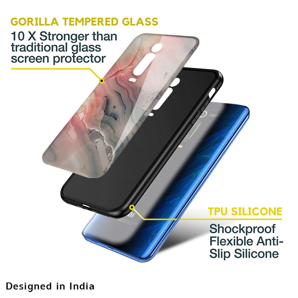 Pink And Grey Marble Glass Case For Redmi A1