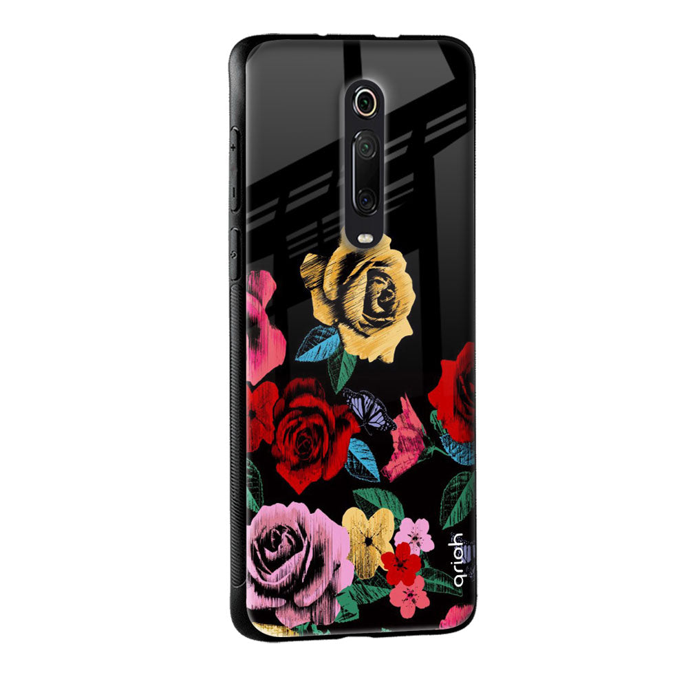 Floral Decorative Glass Case For Redmi Note 10 Pro Max