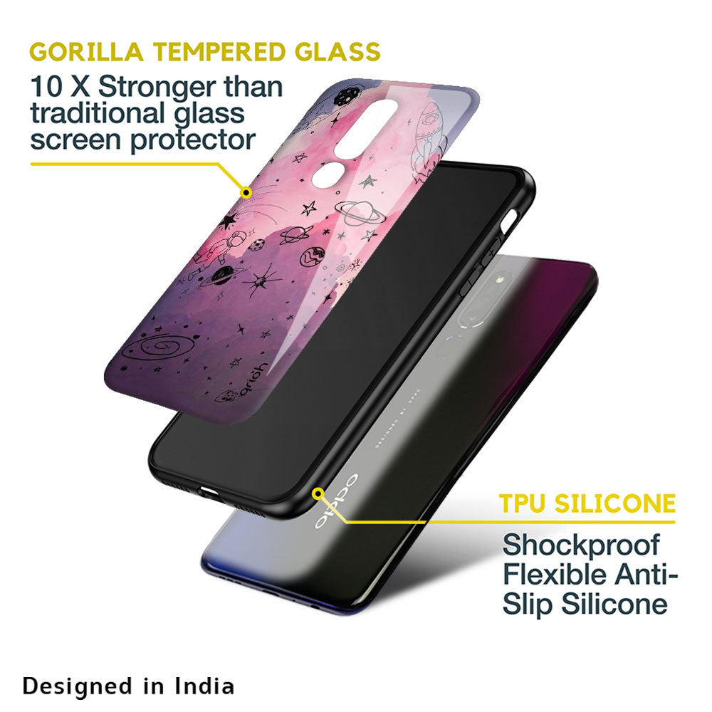 Space Doodles Glass Case for Oppo F11 Pro