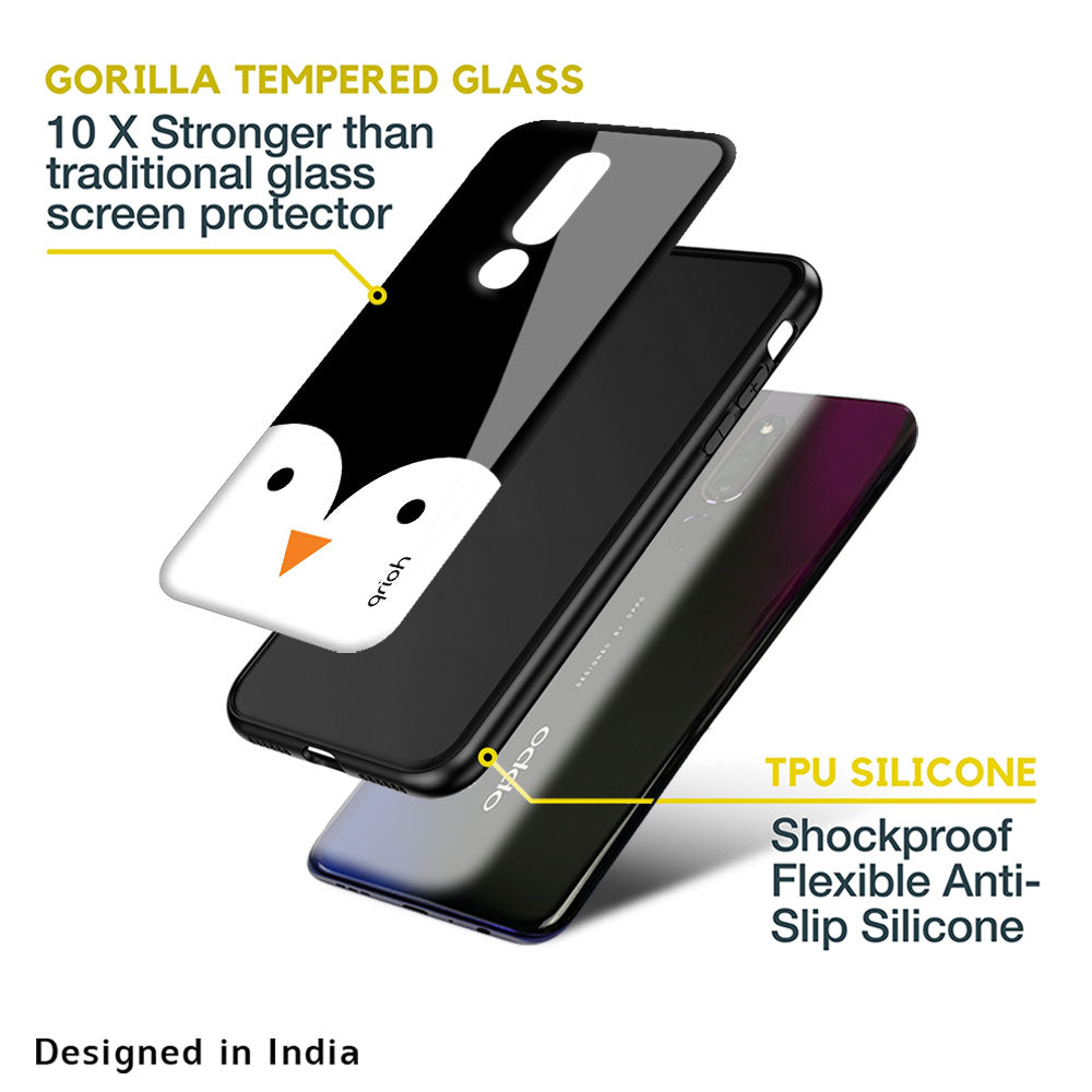 Cute Penguin Glass Case for Oppo Reno4 Pro