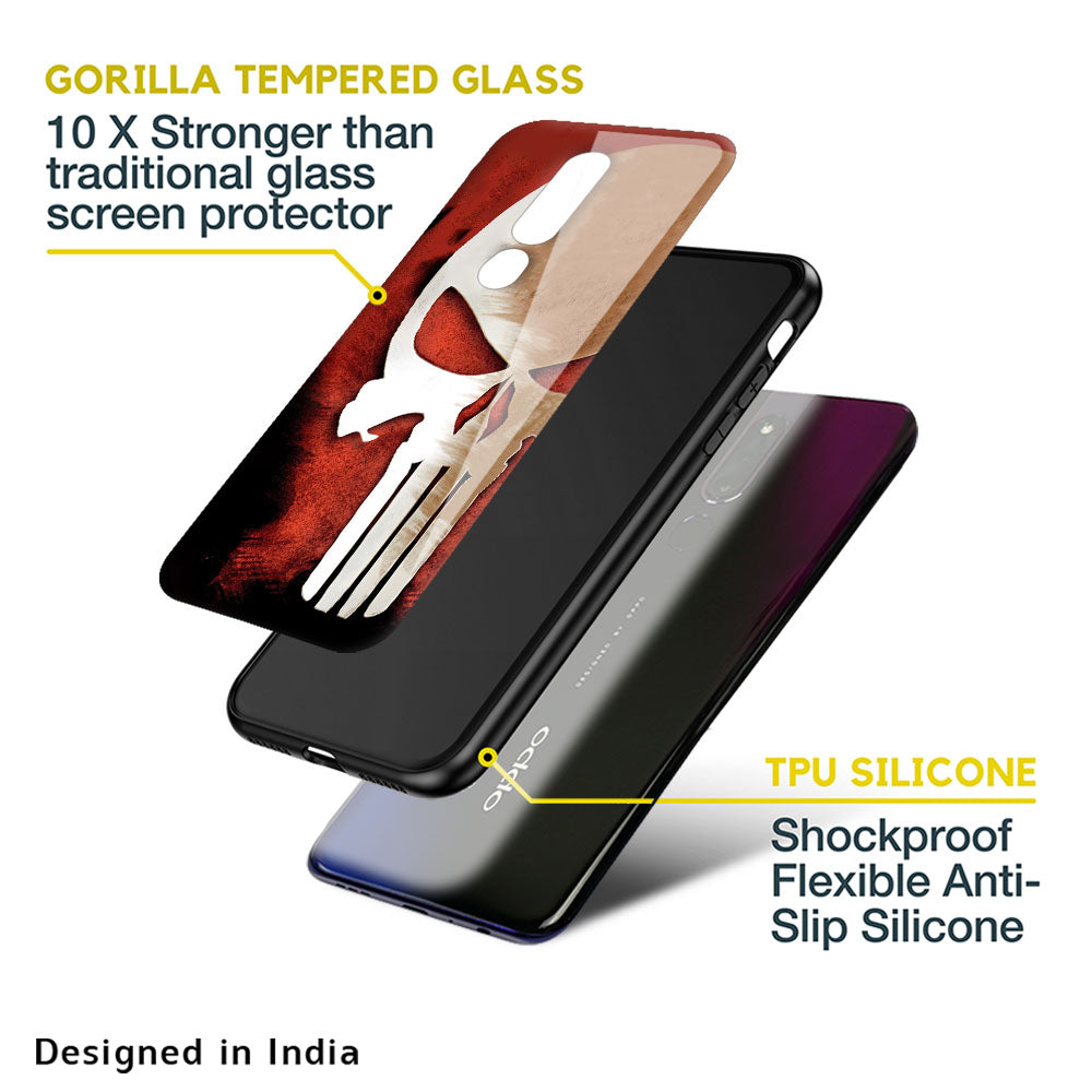 Red Skull Glass Case for Oppo F11 Pro