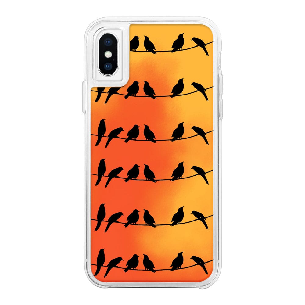 Silhouette Birds Orange Neon Sand Glow Case