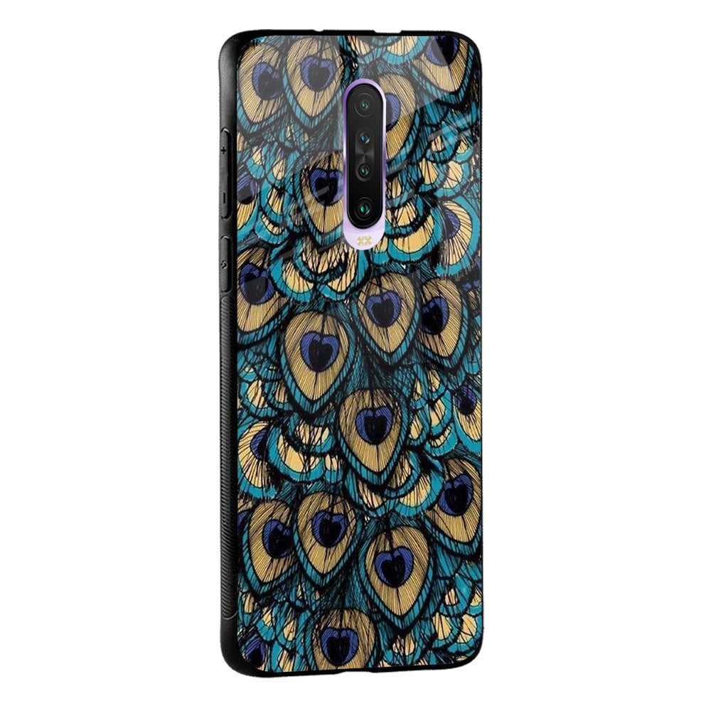 Peacock Feathers Glass case for Poco X2