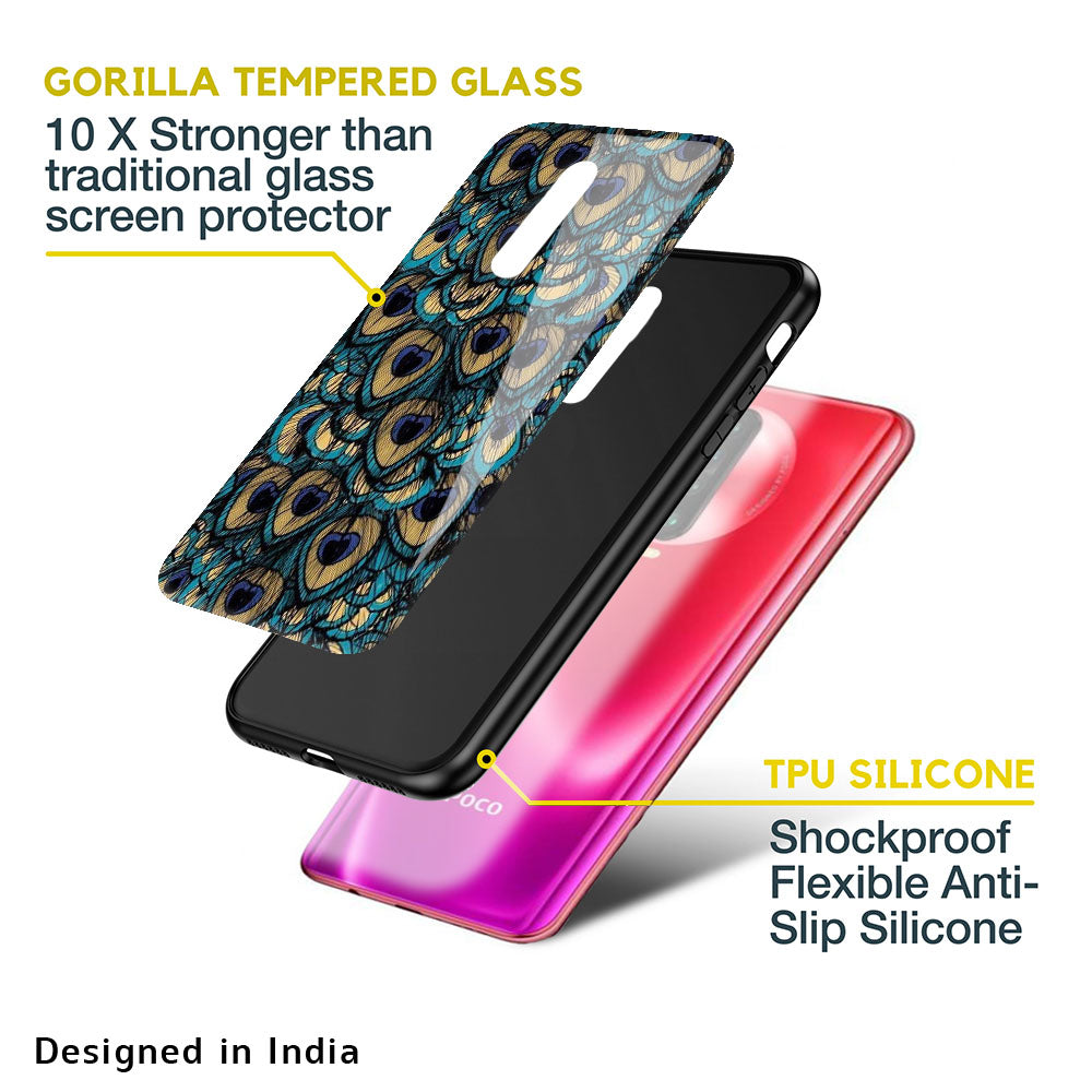 Peacock Feathers Glass case for Poco M3 Pro