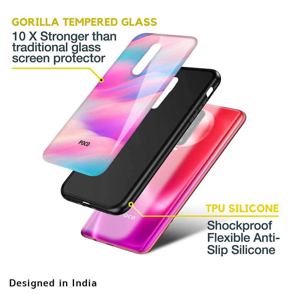 Colorful Waves Glass case for Poco X2