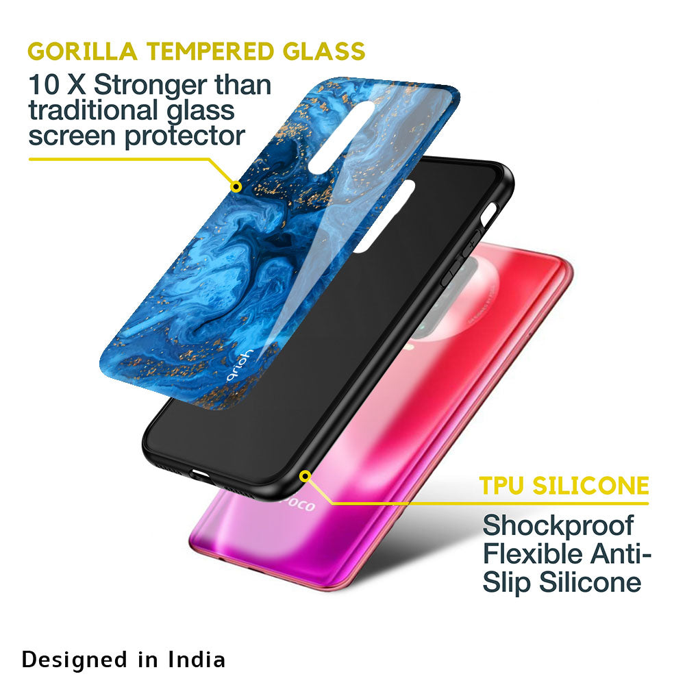 Gold Sprinkle Glass case for Poco M5