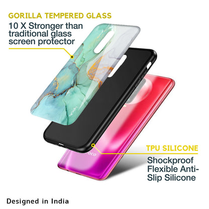 Green Marble Glass case for Poco M5