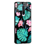 Tropical Leaves & Pink Flowers Glass case for Poco M5