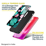 Tropical Leaves & Pink Flowers Glass case for Poco M5