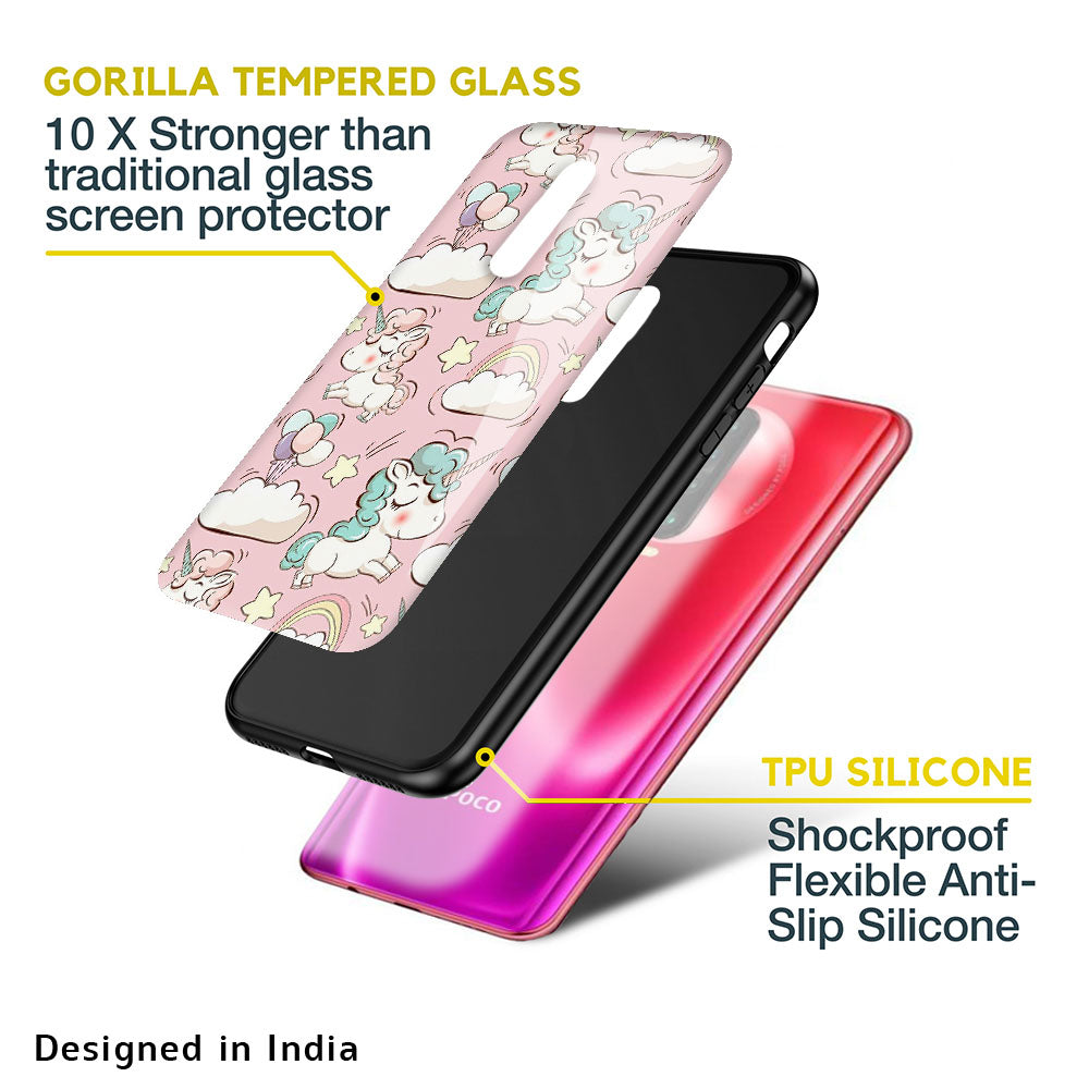 Balloon Unicorn Glass case for Poco M5