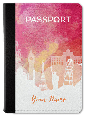 Pink Watercolor Custom Passport Wallet