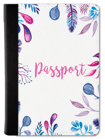 Watercolor Leaves Passport Wallet