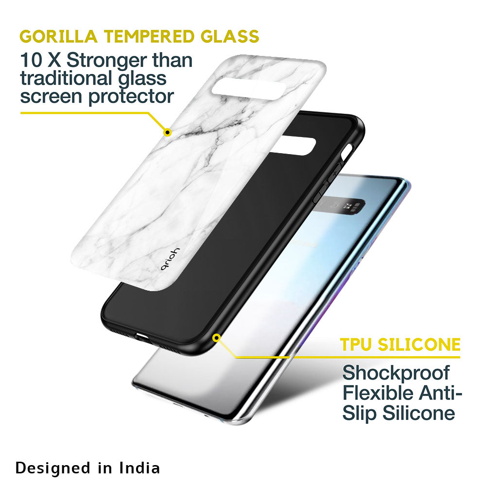 Modern White Marble Glass case for Samsung Galaxy S10