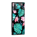 Tropical Leaves & Pink Flowers Glass case for Samsung Galaxy A03s