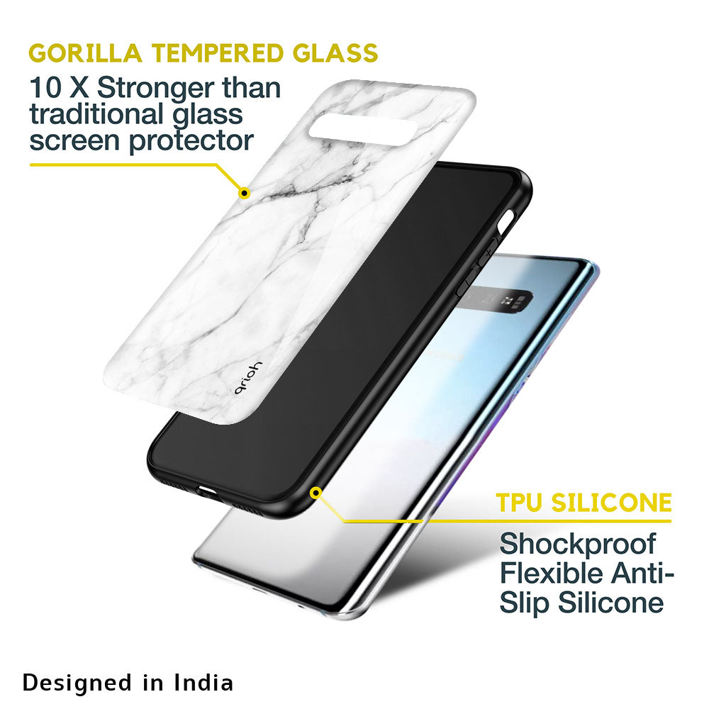 Modern White Marble Glass case for Samsung Galaxy M13
