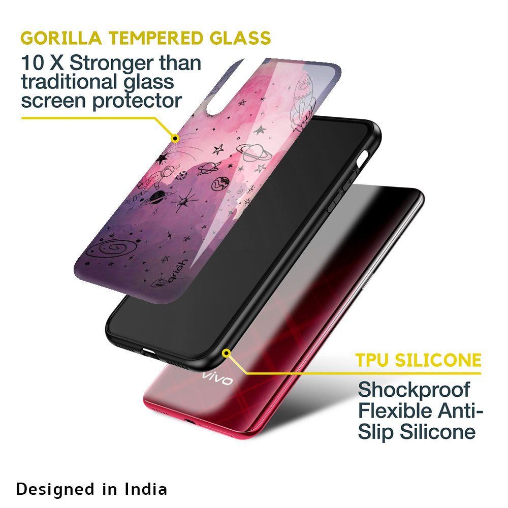Space Doodles Glass Case for Vivo V15 Pro