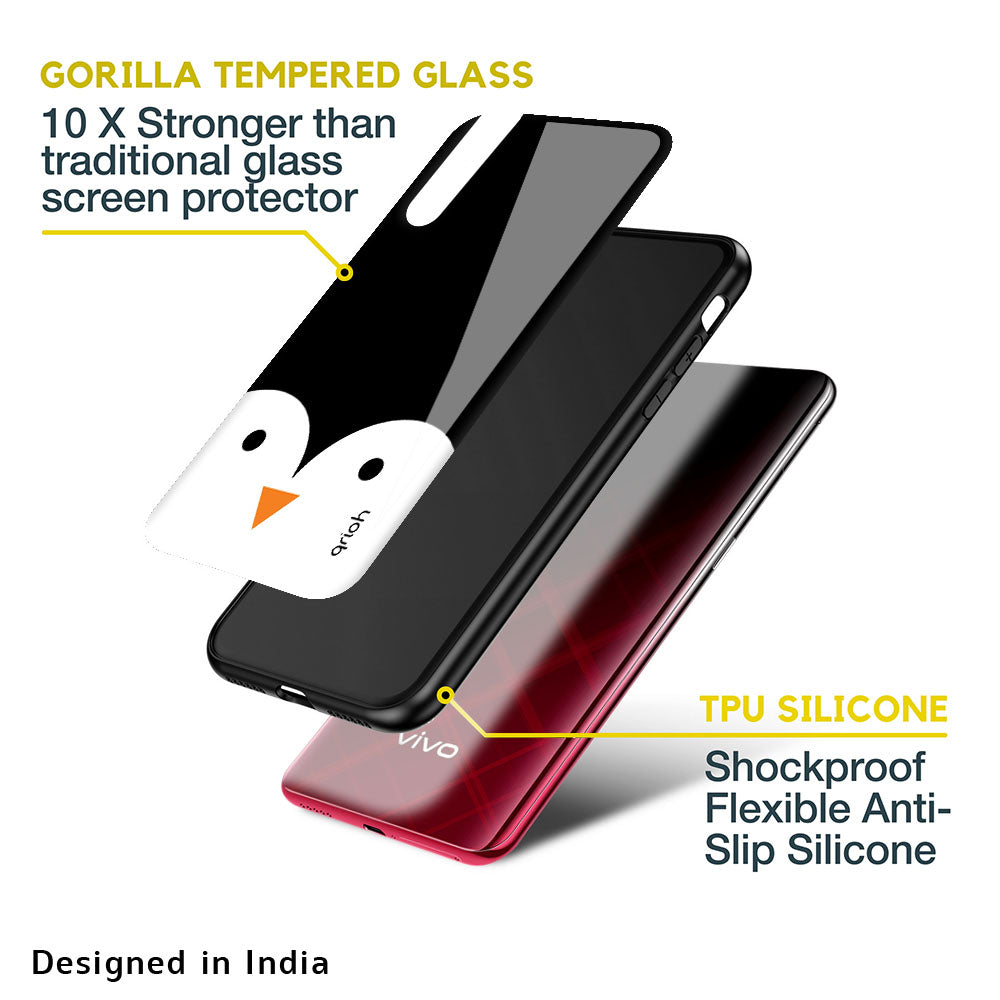 Cute Penguin Glass Case for Vivo X50 Pro