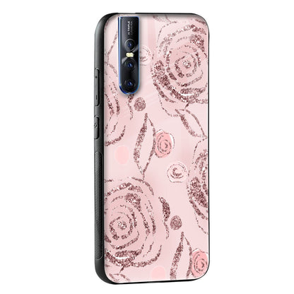 Shimmer Roses Glass case for Vivo V21e