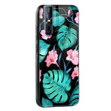 Tropical Leaves & Pink Flowers Glass case for Vivo Y16