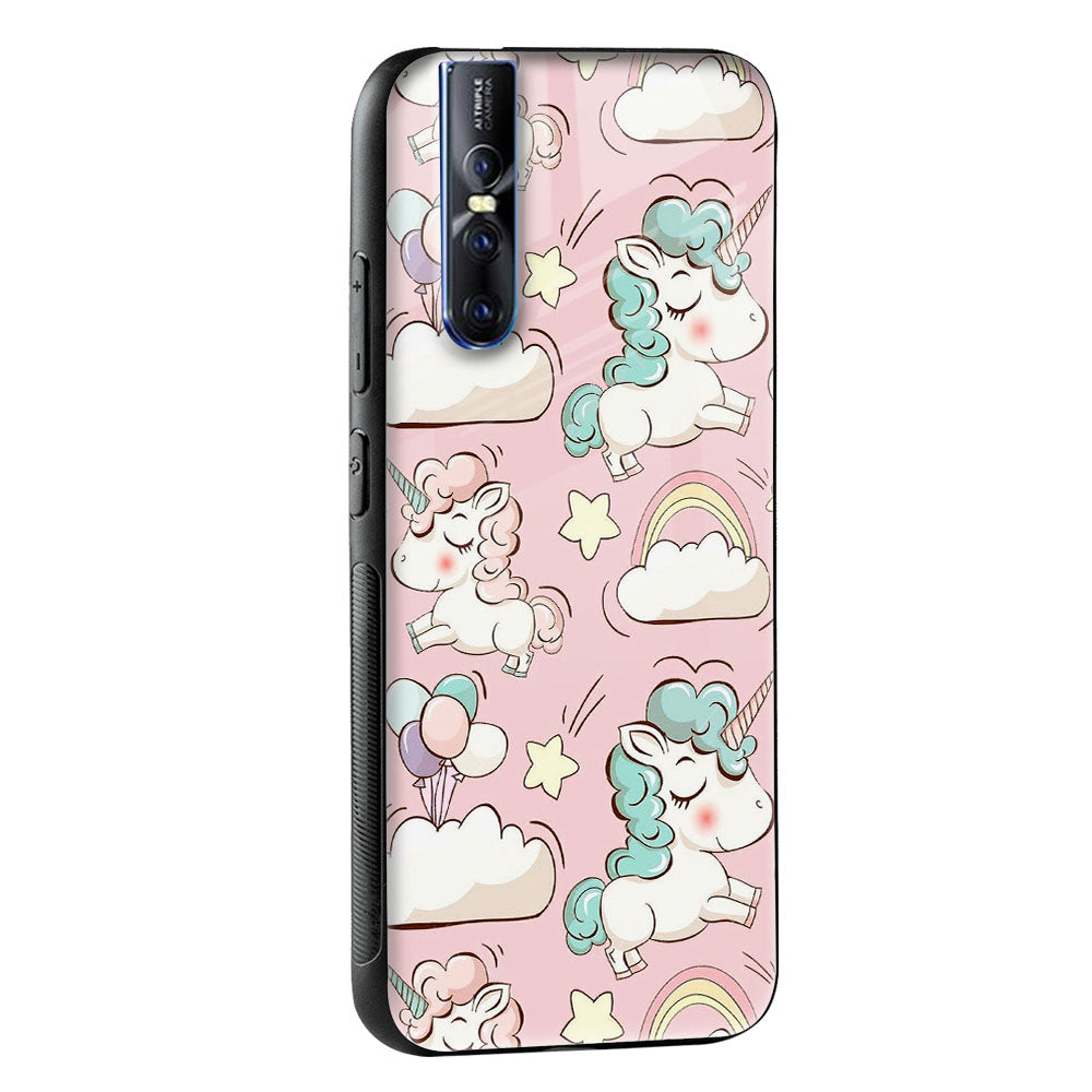 Balloon Unicorn Glass case for Vivo T1 5G
